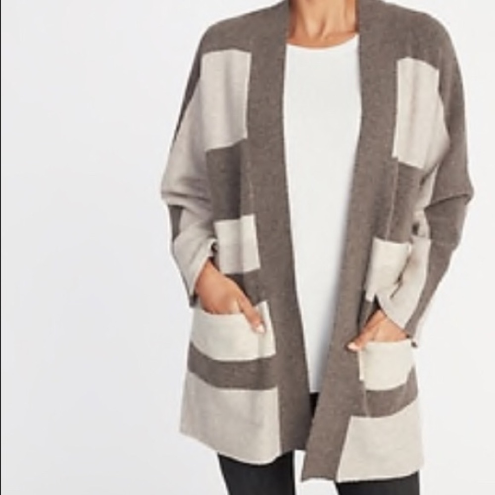 Striped Open-Front Sweater